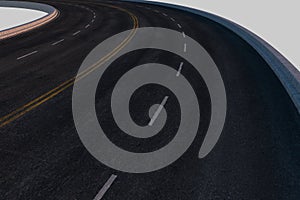The empty asphalt road with white background, 3d rendering