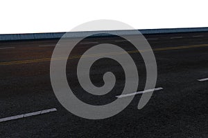 The empty asphalt road with white background, 3d rendering