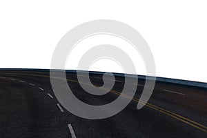 The empty asphalt road with white background, 3d rendering