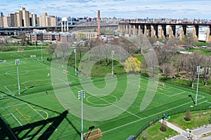 Empty Athletic Fields and Parks on Randalls and Wards Islands in New York City