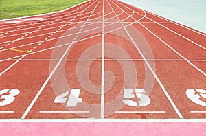 Empty athletic running track lanes texture with number