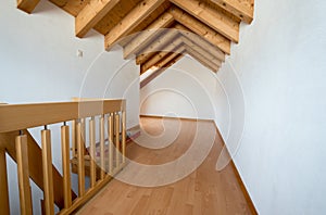 Empty attic after renovation work on an old house