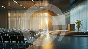 Empty Auditorium With Stage and Sunbeams