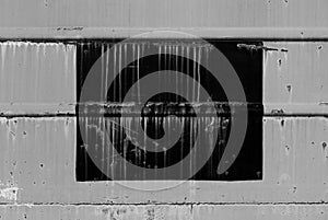 Empty background, old metal texture, black rectangle in the center