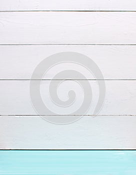 Empty background wood wall and turquoise floor. White wooden wall on green mint floor interior. 3D rendering.