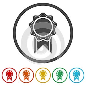 Empty badge. Set icons in color circle buttons