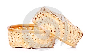 Empty Bamboo Basket on white background