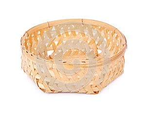 Empty Bamboo Basket on white background
