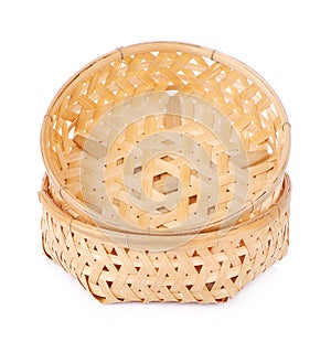 Empty Bamboo Basket on white background