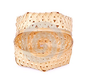Empty Bamboo Basket on white background