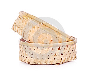 Empty Bamboo Basket on white background