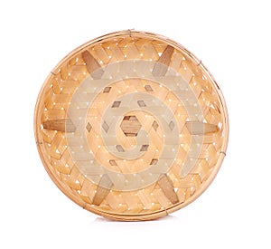 Empty Bamboo Basket on white background