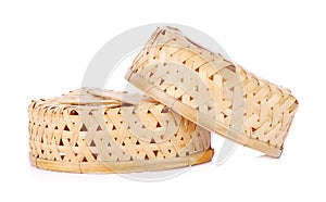 Empty Bamboo Basket on white background