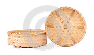 Empty Bamboo Basket on white background