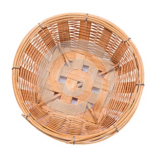 empty bamboo basket on a white background