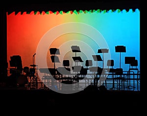 Empty Band Concert with Colorful Stage Background