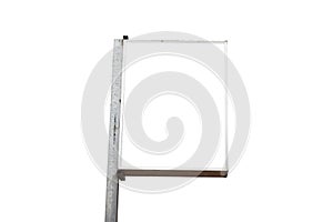 Empty banner advertising signpost isolated on white