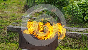 Empty Barbecue Flaming Charcoal Grill