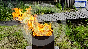 Empty Barbecue Flaming Charcoal Grill