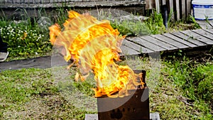 Empty Barbecue Flaming Charcoal Grill