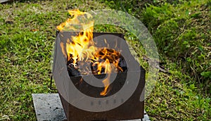 Empty Barbecue Flaming Charcoal Grill