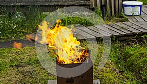 Empty Barbecue Flaming Charcoal Grill