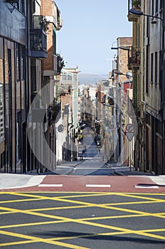 Empty Barcelona street, Catalunya landscape, Spain. Empty Barcelona road. Barcelona road view. Travel Barcelona