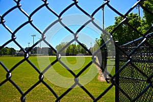 Empty Baseball Field Closed during Coronavirus Pandemic