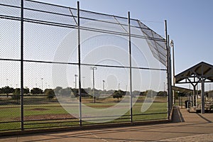 Empty baseball practice field