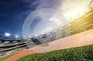 Empty baseball stadium 3d render panorama