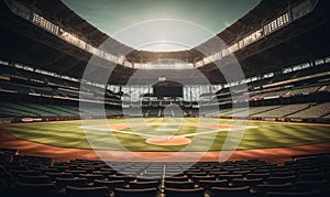 Empty Baseball Stadium With Pitchers Mound