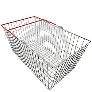 Empty basket with red rubberized handles