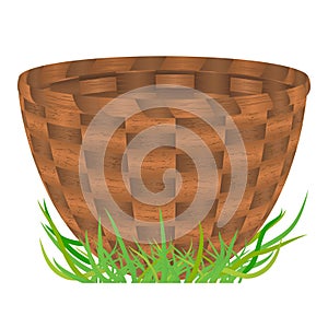 Empty basket standing on a green grass