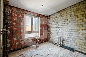 Empty bathroom during renovation, sanitary refurbishment photo