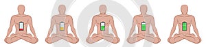 Empty Battery Meditation Yoga Energy Recharge Man Power Symbol