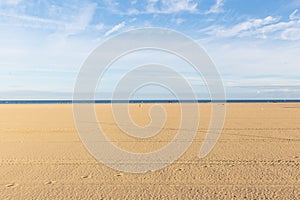Empty beach background with blue sky , copy space