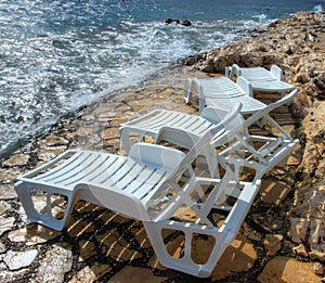 Empty Beach Campbeds