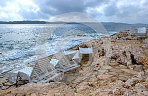 Empty Beach Campbeds