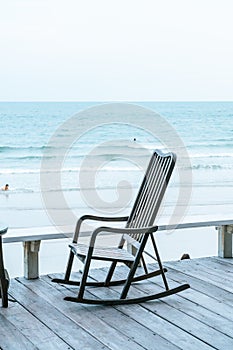 empty beach chair sofa with sea view