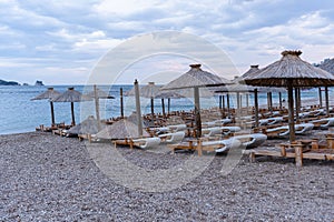 Empty beach chairs