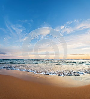 An empty beach at dawn or dusk