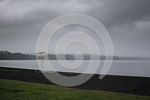 Empty beach in dim colors