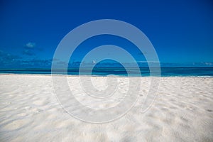 Empty beach landscape. Calmness and relaxation at tropical beach. sea sand sky concept.