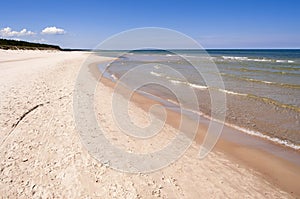 Empty beach in Leba, Poland, Baltic Sea coast