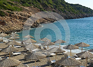 Empty beach by morning. Agios Nikolaos.