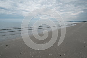 Empty beach on an overcast day.