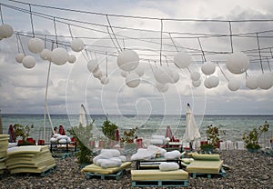 Empty beach restaurant after season