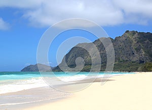 An empty beach scene in hawaii