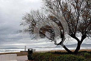 Empty beach at a stormy day