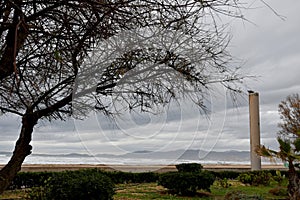 Empty beach at a stormy day